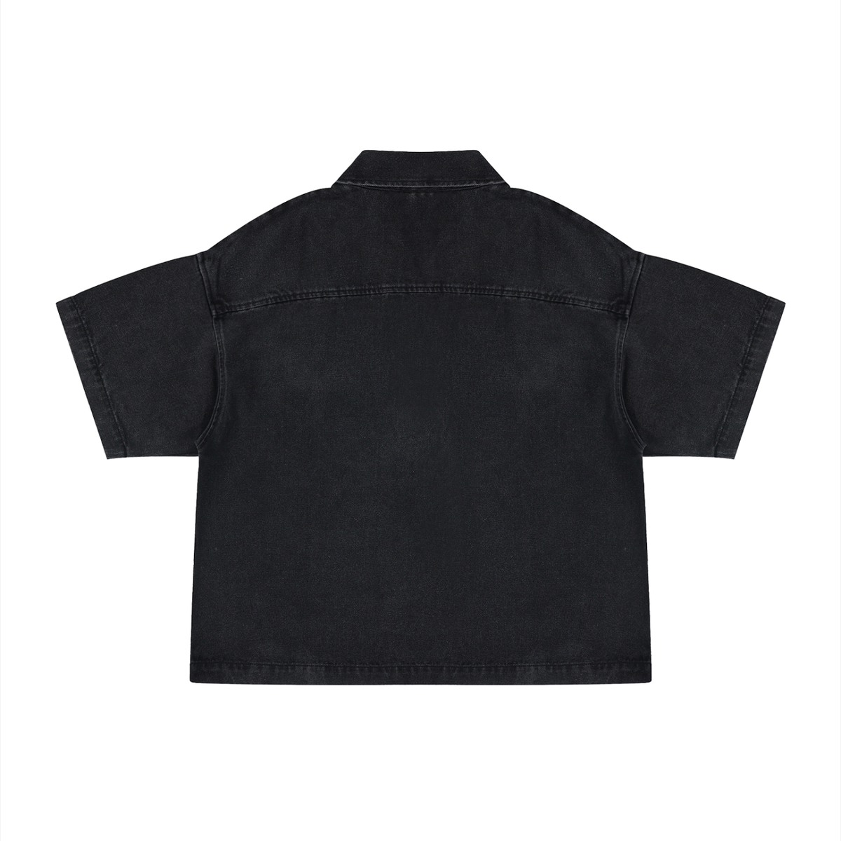 Unisex Vintage Wash Boxy Quarter-Zip Denim Shirt