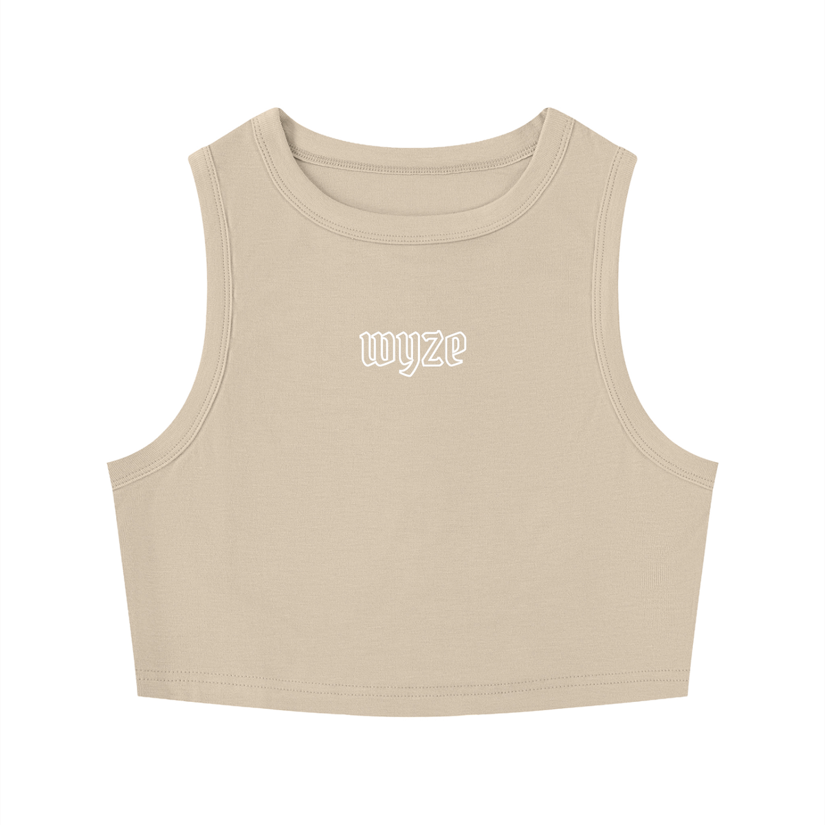 Women's Tight Crewneck Crop Tank Top in Khaki by DKRTL WYZE