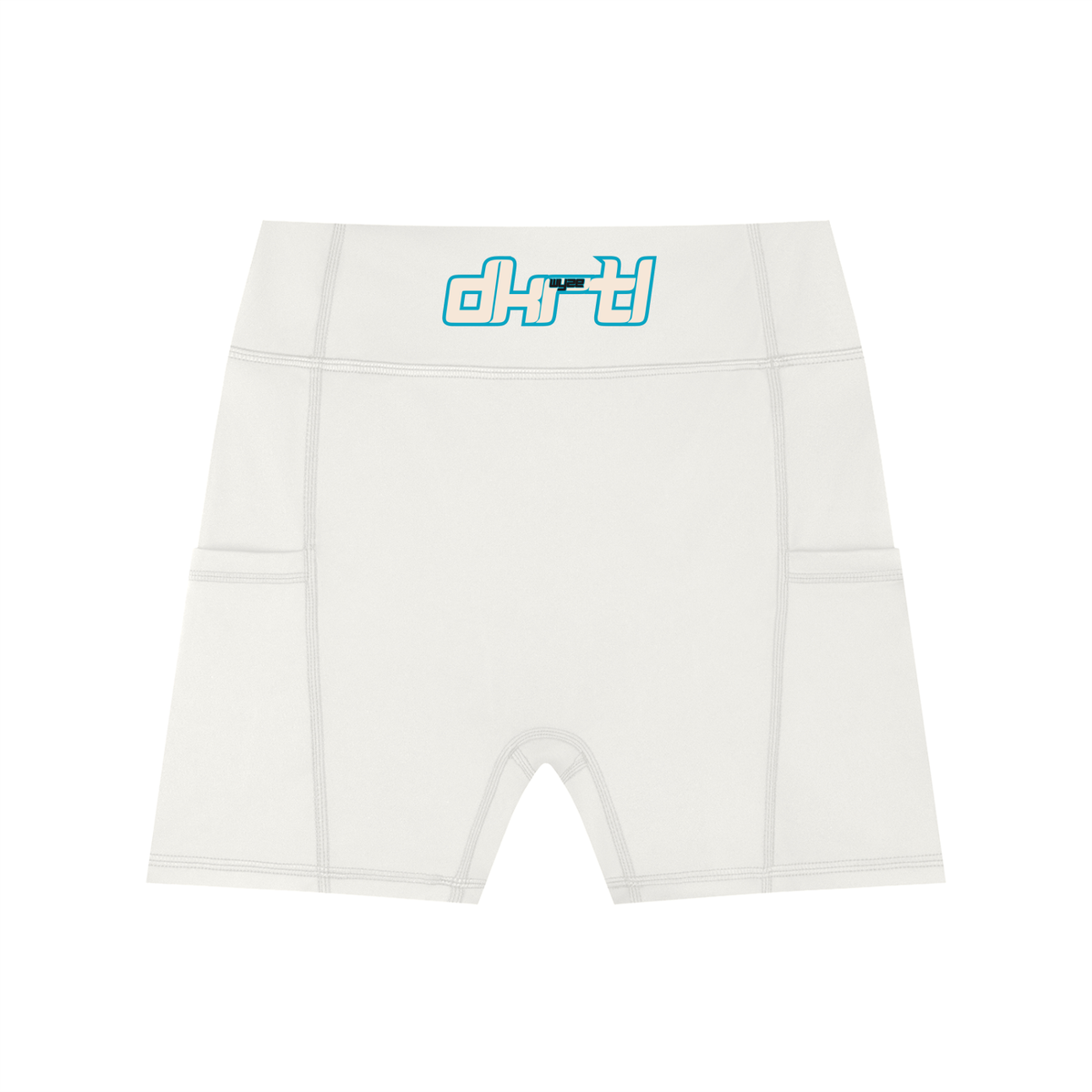 Women's High-Waisted Pocket Biker Shorts in White by DKRTL WYZE