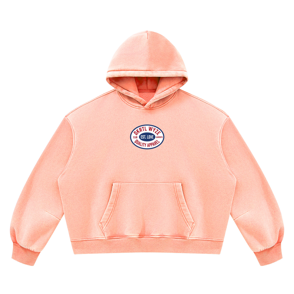 Unisex Vintage Wash Boxy Fleece Hoodie in Light Pink by DKRTL WYZE