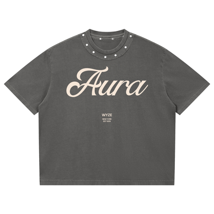 Unisex Washed Boxy Studded T-Shirt