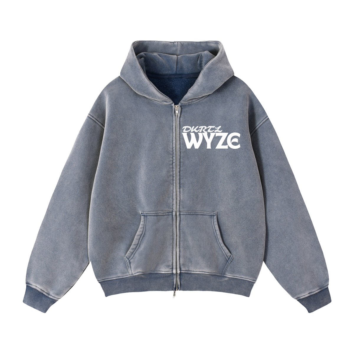 Zip-Through Boxy Fleece Hoodie in Royal Blue by DKRTL WYZE