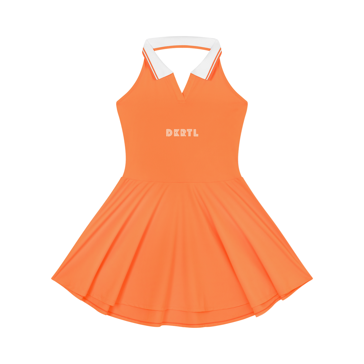 Women's Collared Halter A-Line Tennis Dress in Orange by DKRTL WYZE