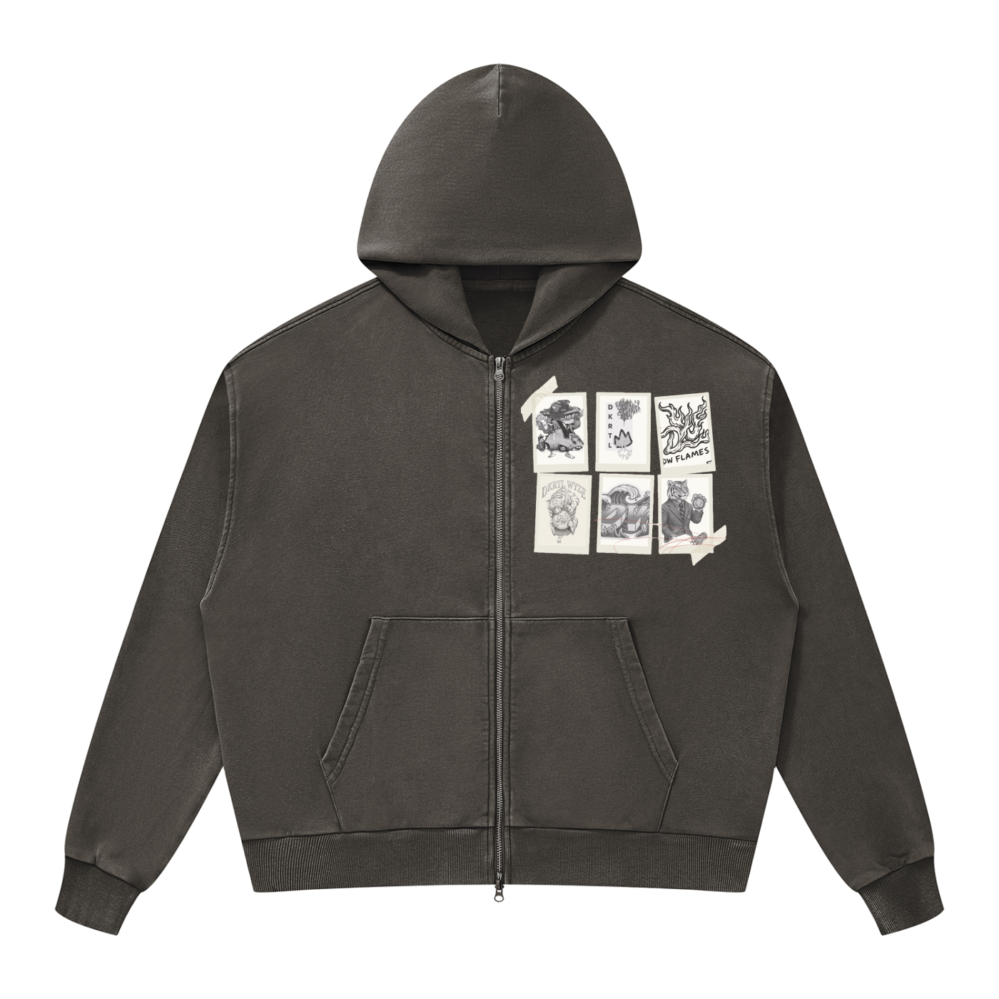 Unisex Mineral Wash Boxy Full Zip Hoodie