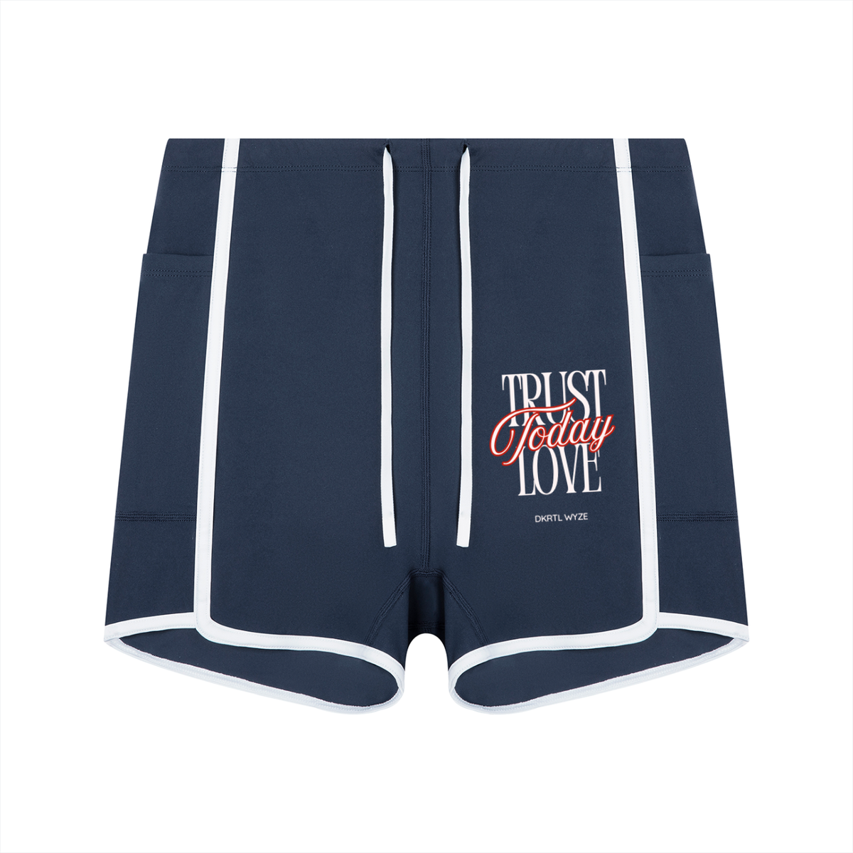 Women's High Rise Color Block Yoga Shorts in Navy Blue by DKRTL WYZE
