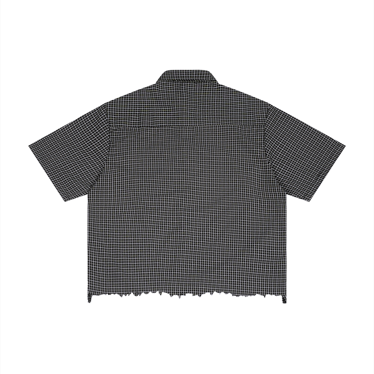 Unisex Distressed Plaid Boxy Shirt