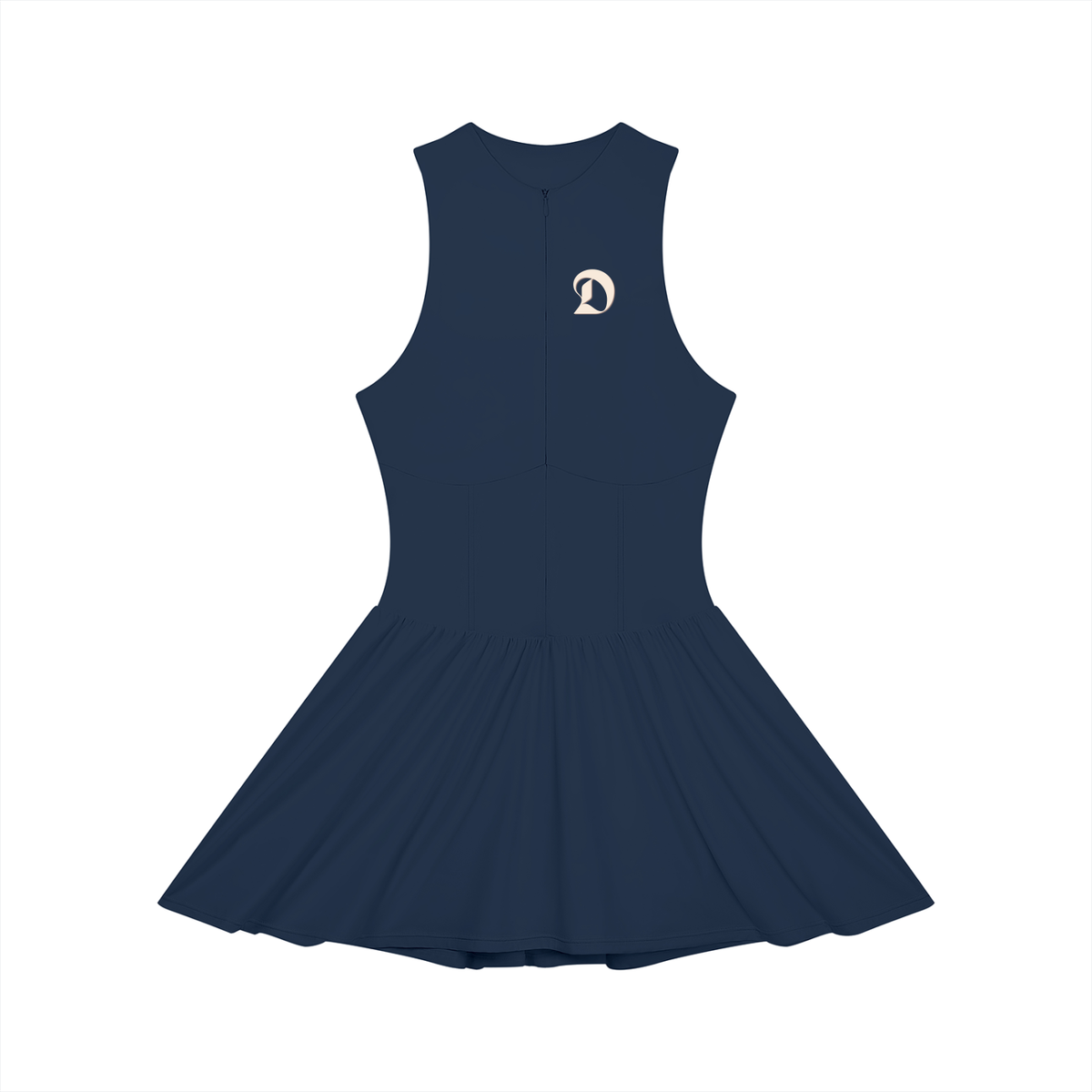 Women’s Ruched Sleeveless Full-Zip Dress in Navy Blue by DKRTL WYZE