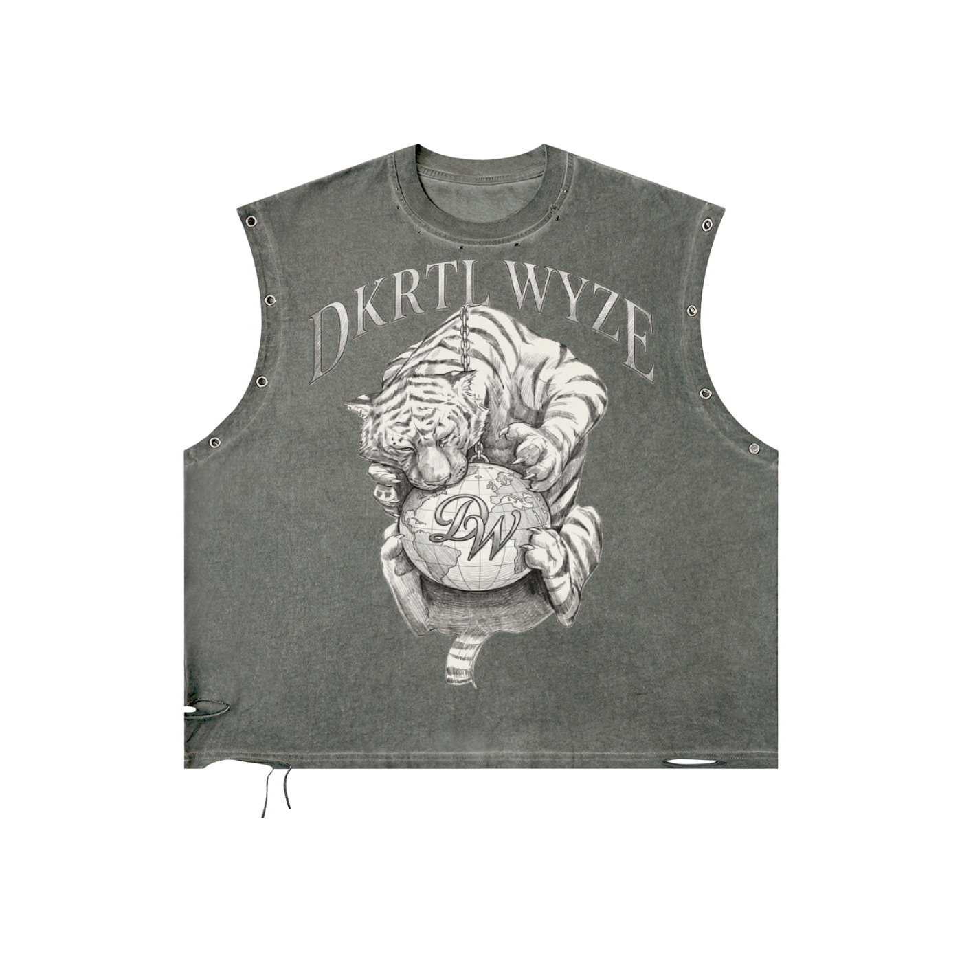 Distressed Grommet Eyelet Tank Top
