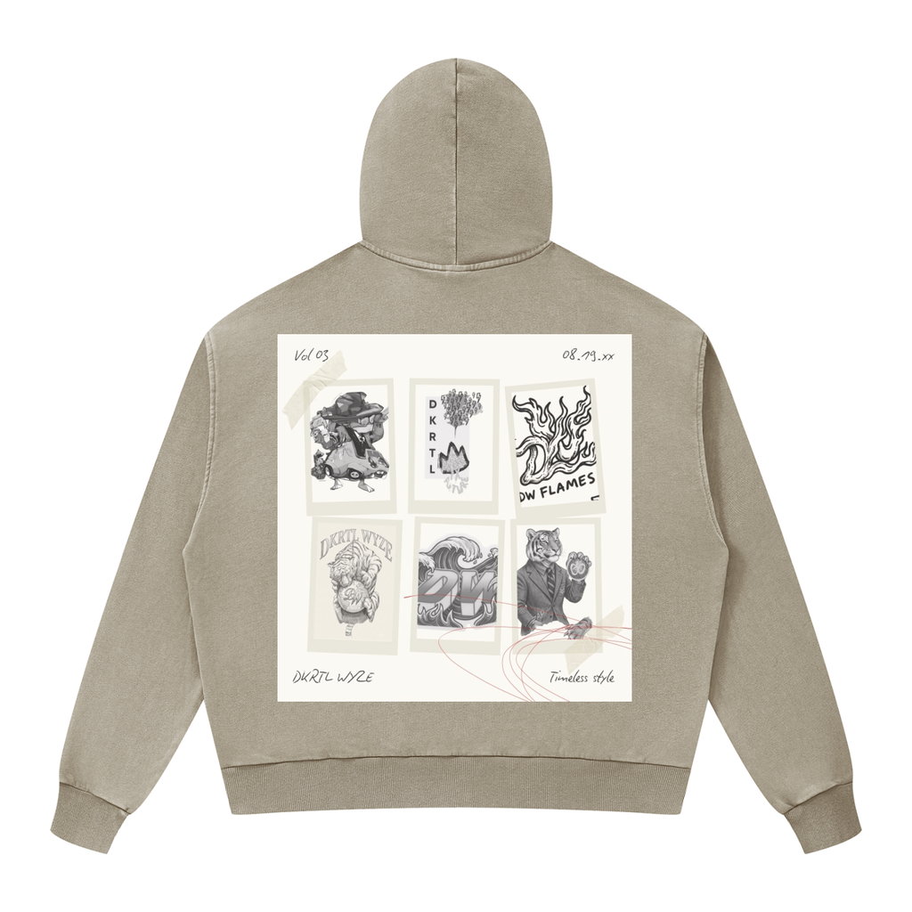 Unisex Mineral Wash Boxy Full Zip Hoodie