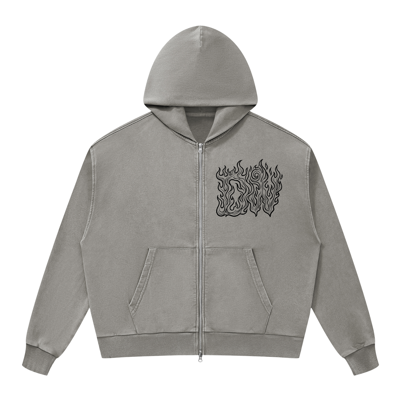 Unisex Mineral Wash Boxy Full Zip Hoodie