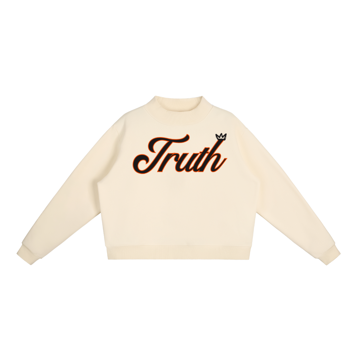 Essential Fleece Mock-Neck Crew Sweatshirt in Cream Apricot by DKRTL WYZE