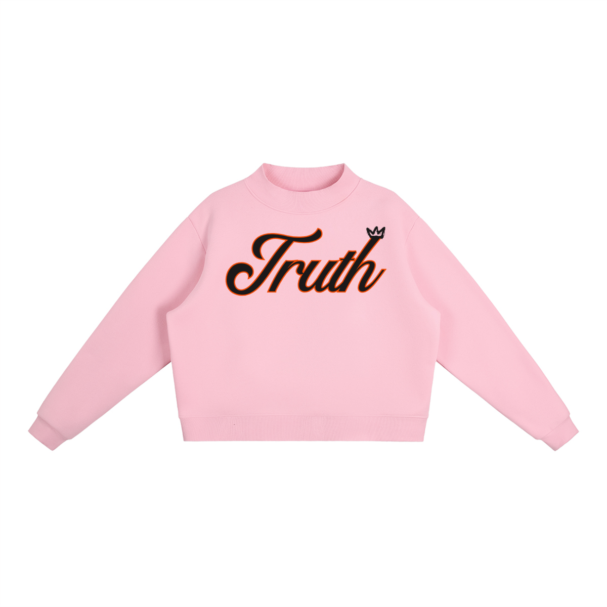 Essential Fleece Mock-Neck Crew Sweatshirt in Pink by DKRTL WYZE