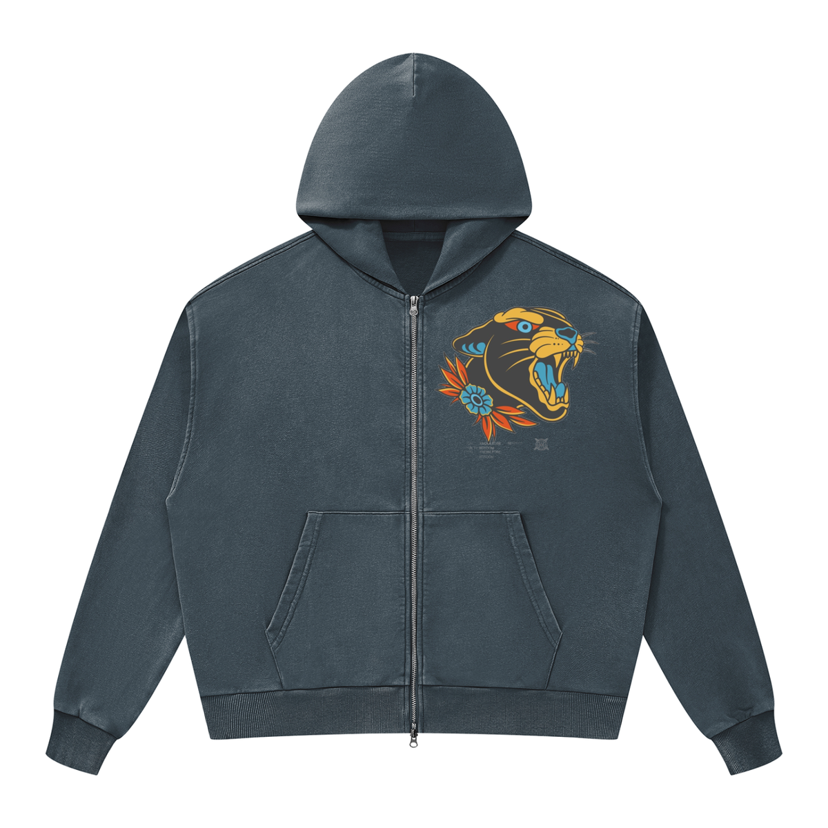 Unisex Mineral Wash Boxy Full Zip Hoodie in Navy Blue by DKRTL WYZE