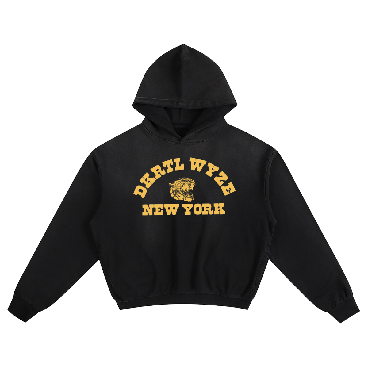 Sunfade Boxy Hoodie in Black by DKRTL WYZE
