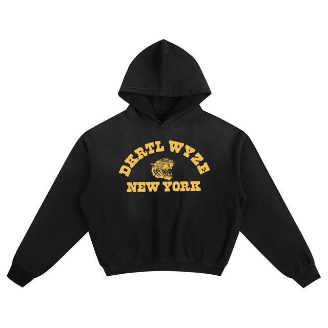 Sunfade Boxy Hoodie in Black by DKRTL WYZE