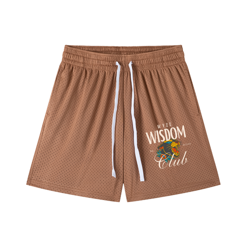 Mesh Drawstring Shorts in Brown by DKRTL WYZE