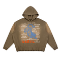 Unisex Sunfade Ripped Boxy Hoodie in Khaki Brown by DKRTL WYZE