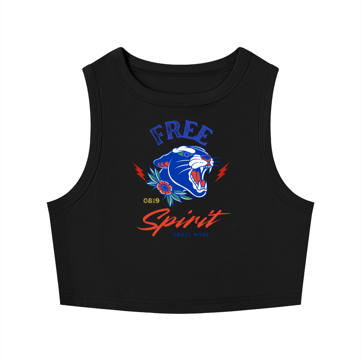 Women's Tight Crewneck Crop Tank Top in Black by DKRTL WYZE