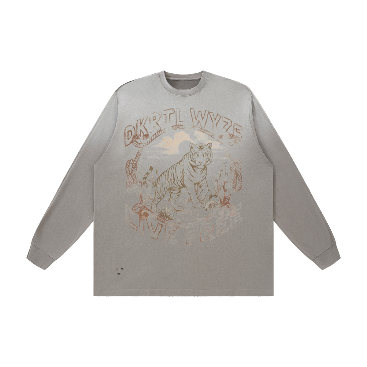 Unisex Sunfade Distressed Sweatshirt in Taupe by DKRTL WYZE