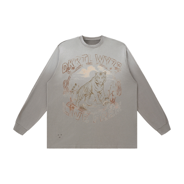 Unisex Sunfade Distressed Sweatshirt in Taupe by DKRTL WYZE