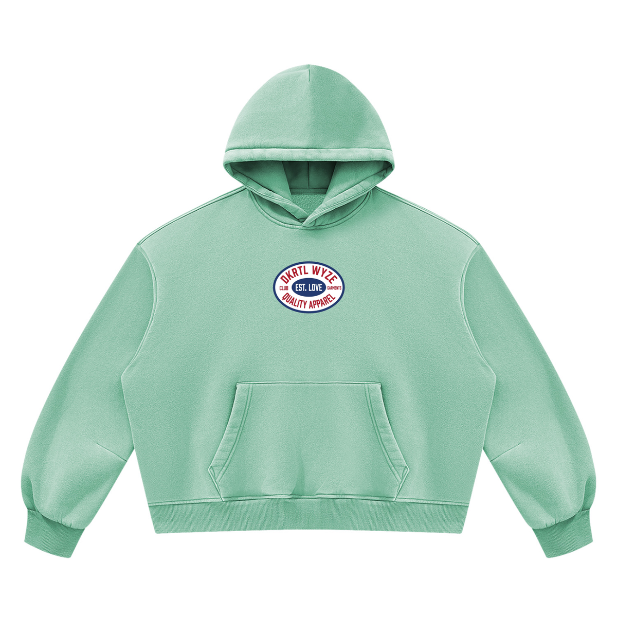Unisex Vintage Wash Boxy Fleece Hoodie in Mint Green by DKRTL WYZE