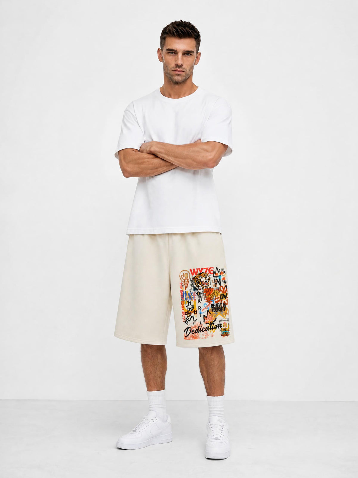 Unisex Raw Edge Fleece Shorts in Apricot by DKRTL WYZE