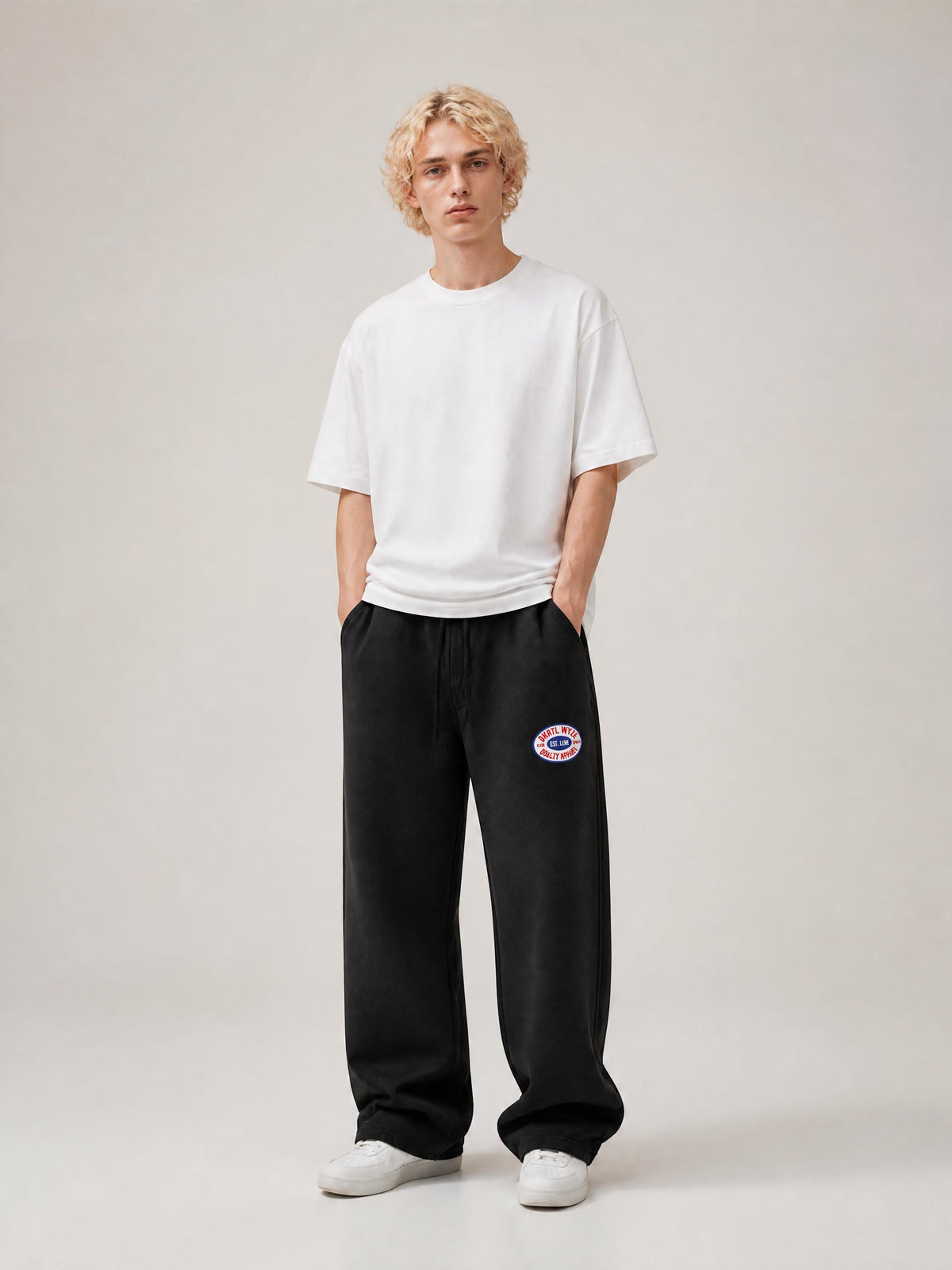Unisex Vintage Wash Barrel Leg Fleece Sweatpants in Black by DKRTL WYZE