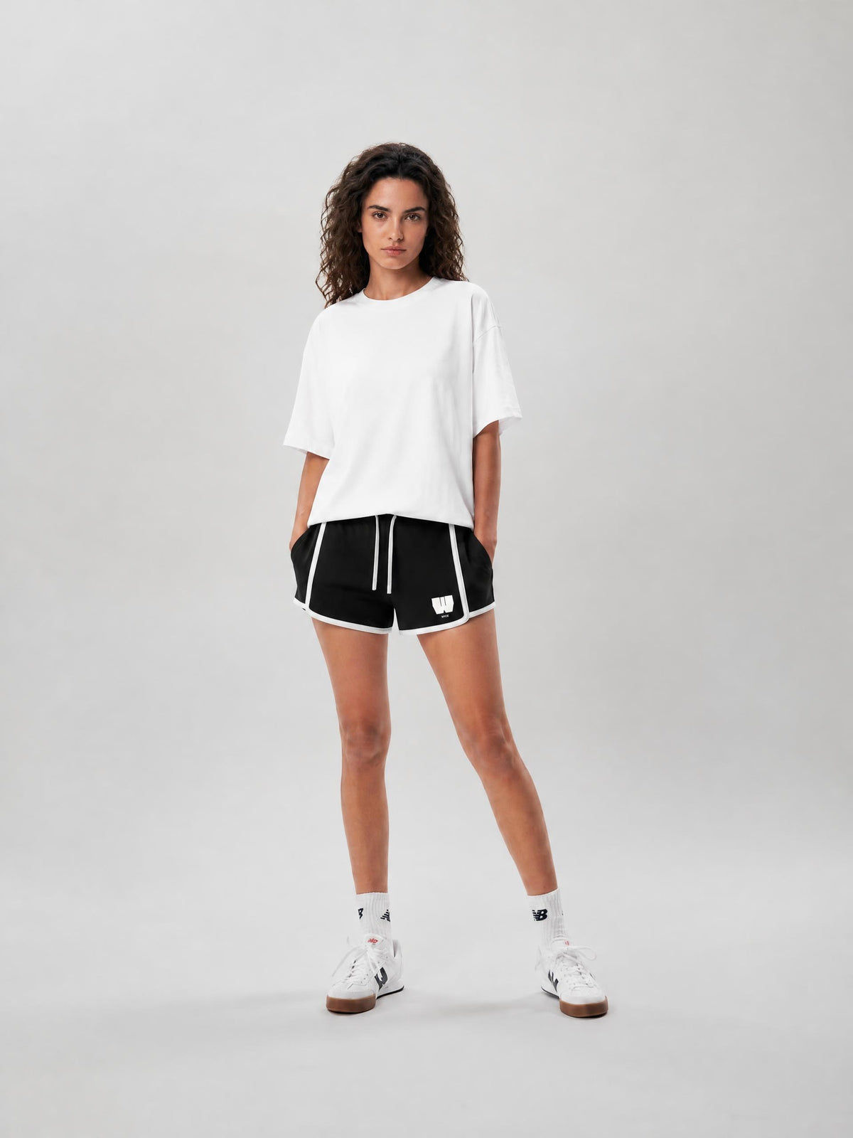 Women's High Rise Color Block Yoga Shorts in Black by DKRTL WYZE
