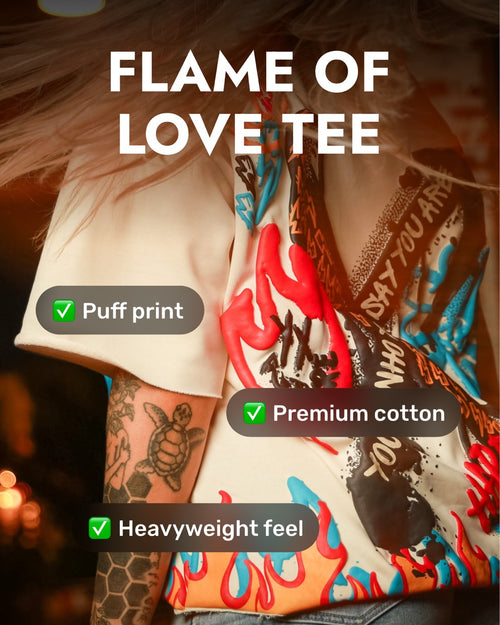 Flame of Love Puff Print Tee by DKRTL WYZE