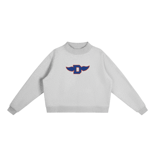 Essential Fleece Mock-Neck Crew Sweatshirt in Flower Gray by DKRTL WYZE