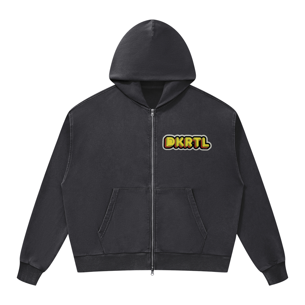 Unisex Mineral Wash Boxy Full Zip Hoodie