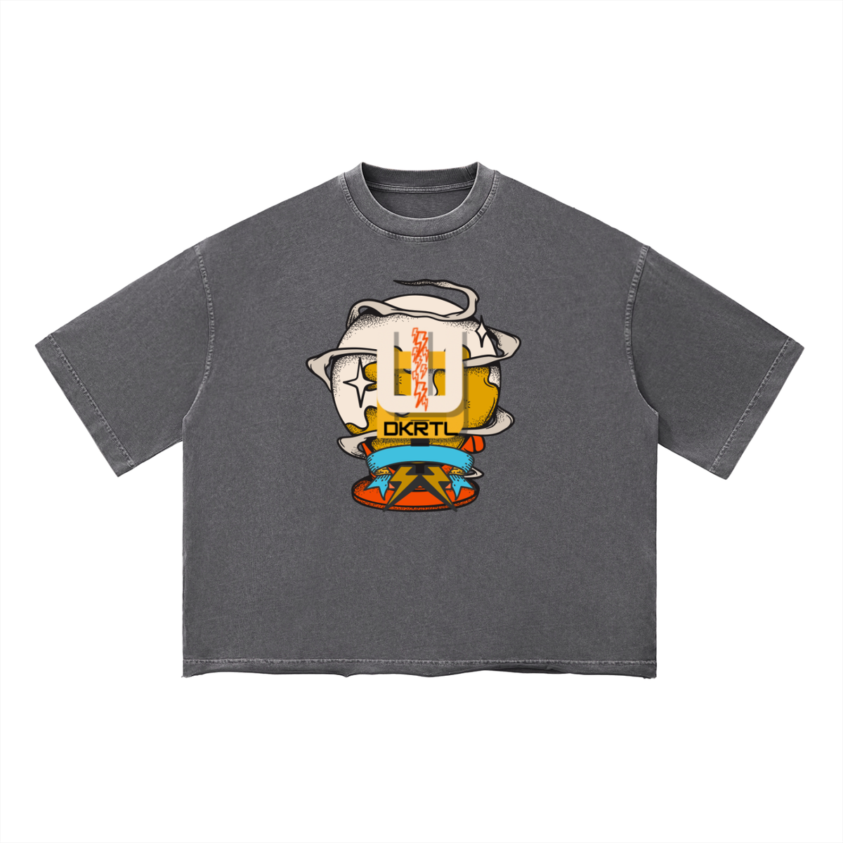 Unisex Vintage Wash Boxy T-Shirt in Charcoal Gray by DKRTL WYZE