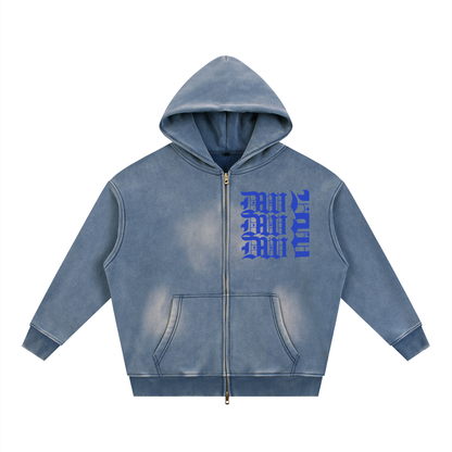 Sunfade Two-way Zipper Boxy Fleece Hoodie