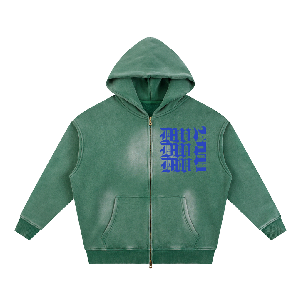 Sunfade Two-way Zipper Boxy Fleece Hoodie