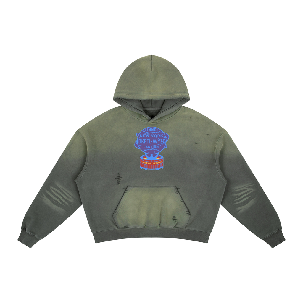 Frayed Sunfade Boxy Fleece Hoodie