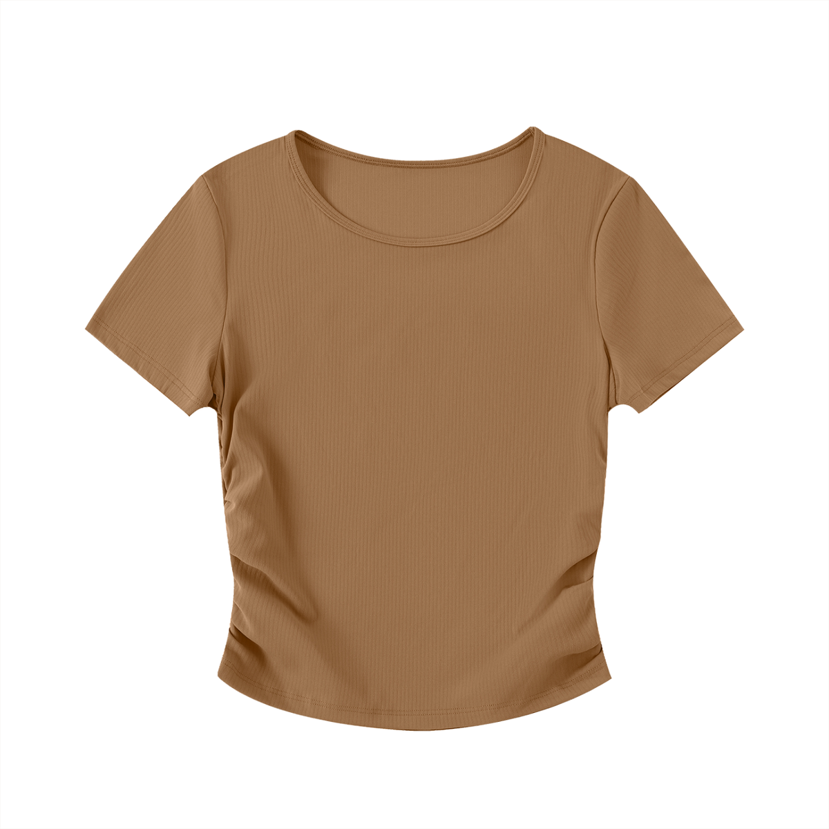 Ruched Bodycon Crop Top in Brown by DKRTL WYZE