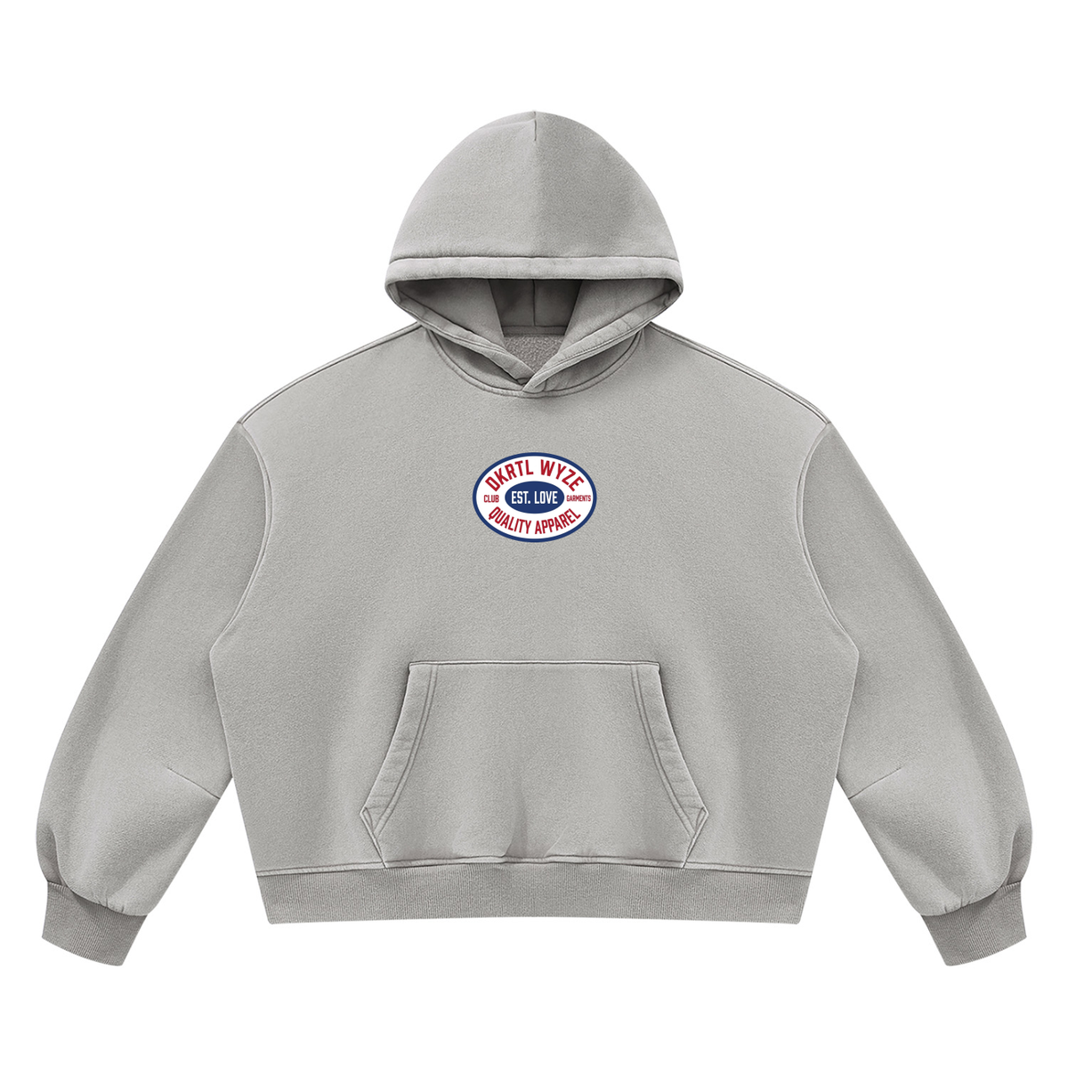 Unisex Vintage Wash Boxy Fleece Hoodie in Light Gray by DKRTL WYZE