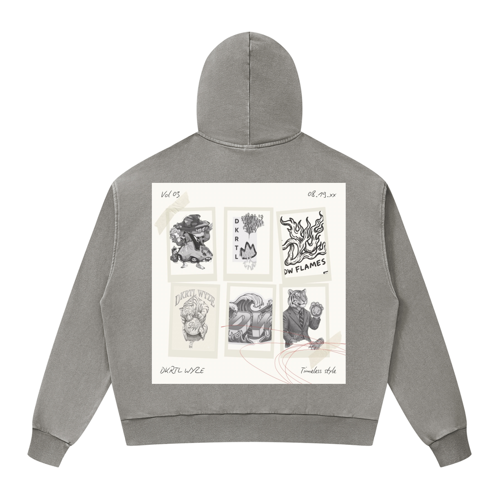 Unisex Mineral Wash Boxy Full Zip Hoodie