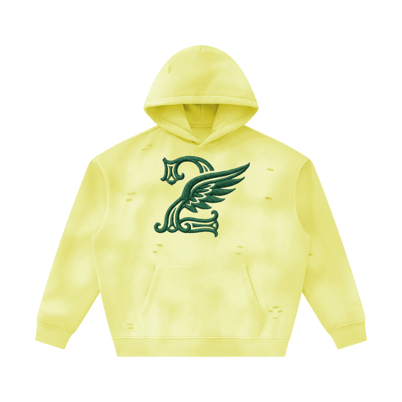 Unisex Sunfade Frayed Fleece Hoodie