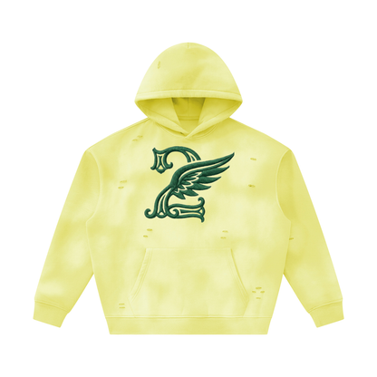 Unisex Sunfade Frayed Fleece Hoodie