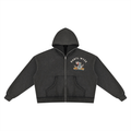 Unisex Vintage Wash Fleece Boxy Hoodie in Black by DKRTL WYZE