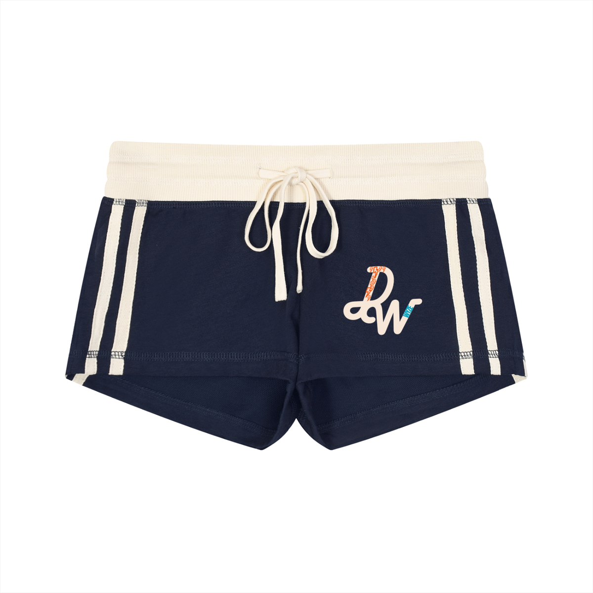 Women's Contrast Stripe Track Shorts in Navy Blue by DKRTL WYZE