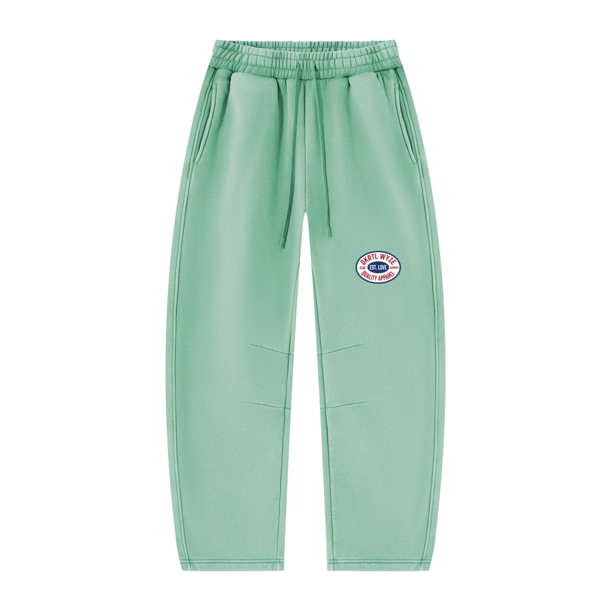Unisex Vintage Wash Barrel Leg Fleece Sweatpants in Mint Green by DKRTL WYZE