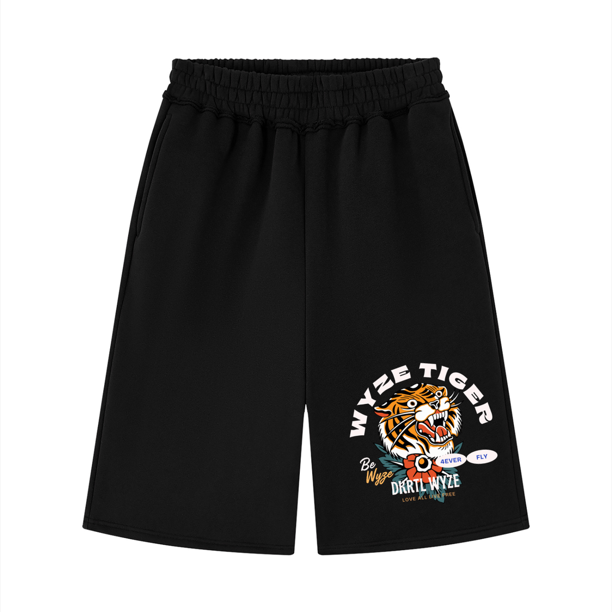 Unisex Raw Edge Fleece Shorts in Black by DKRTL WYZE