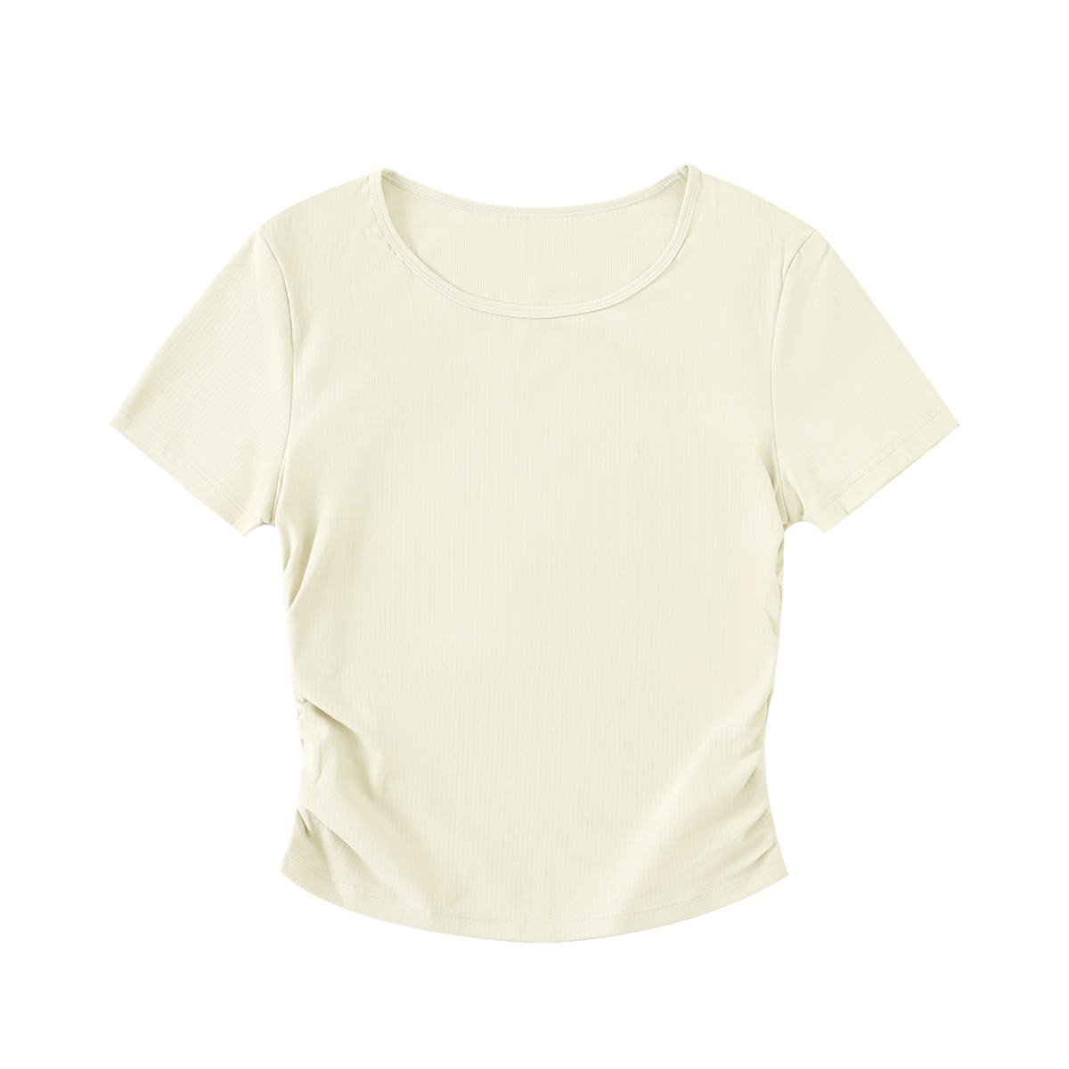Ruched Bodycon Crop Top in Beige by DKRTL WYZE