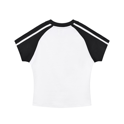 Contrast Stripes Bodycon Raglan  Sleeve T-Shirt
