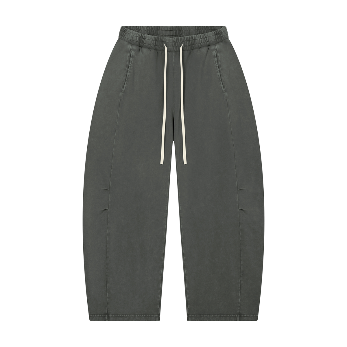 Unisex Mineral Wash Barrel Leg Pants in Dark Gray by DKRTL WYZE