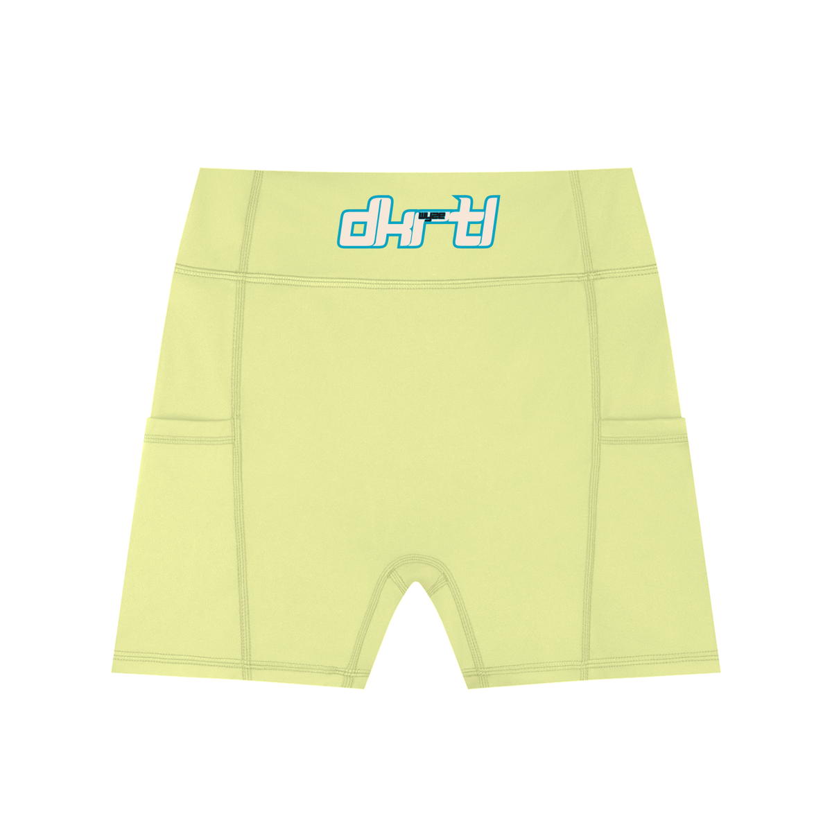 Women's High-Waisted Pocket Biker Shorts in Lemon Green by DKRTL WYZE