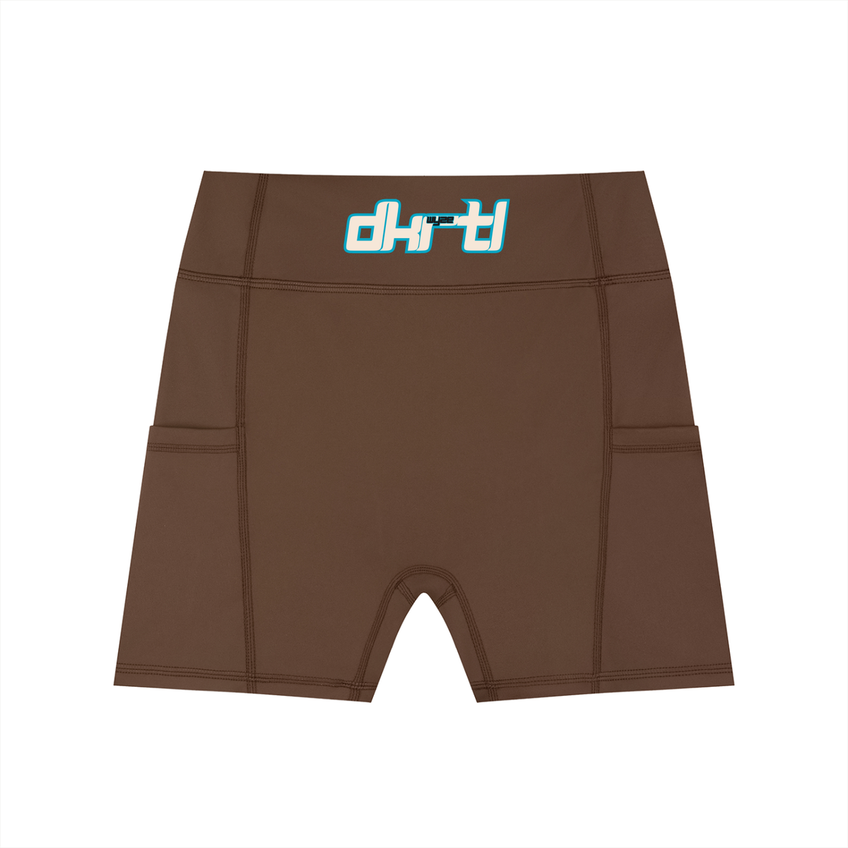 Women's High-Waisted Pocket Biker Shorts in Brown by DKRTL WYZE