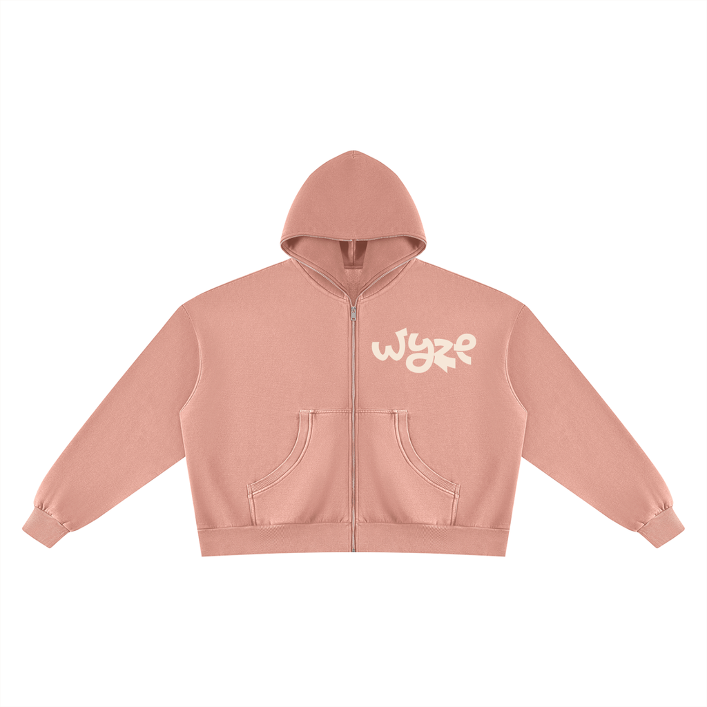 Unisex Vintage Wash Fleece Boxy Hoodie in Pink by DKRTL WYZE